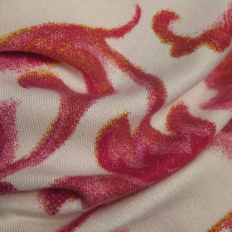 Chal con estampado de flores rojas tibetanas y Buddha Stones para otoño e invierno, suave y cálido - image 10