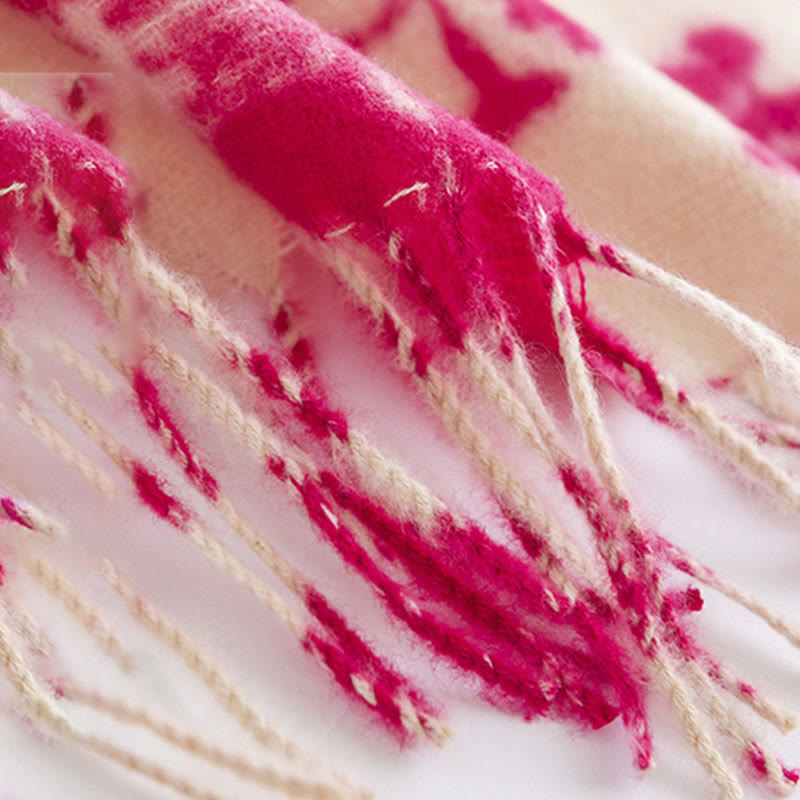 Chal con borlas y estampado de ramas de flores de rosas tibetanas con Buddha Stones para otoño e invierno, bufanda suave y cálida - image 10