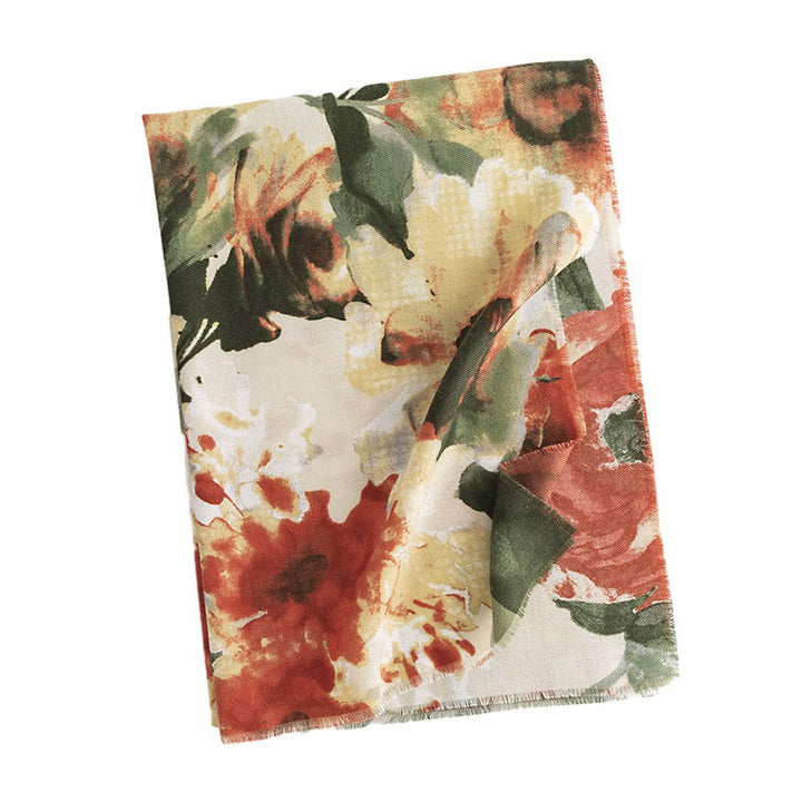 Chal con estampado de flores y pintura de tinta retro china tibetana con Buddha Stones, bufanda cálida y acogedora para otoño e invierno - image 9