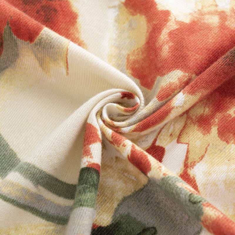 Chal con estampado de flores y pintura de tinta retro china tibetana con Buddha Stones, bufanda cálida y acogedora para otoño e invierno - image 6