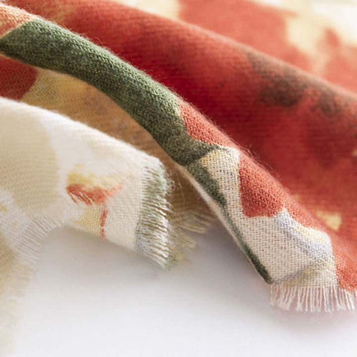 Chal con estampado de flores y pintura de tinta retro china tibetana con Buddha Stones, bufanda cálida y acogedora para otoño e invierno - image 8