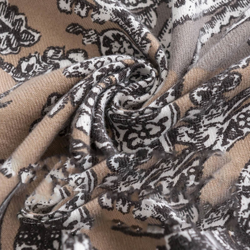 Chal con estampado étnico tibetano de flores y Buddha Stones para otoño e invierno, suave y cálido - image 4