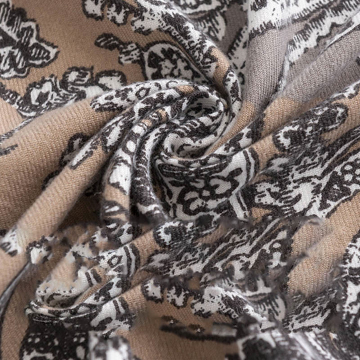 Chal con estampado étnico tibetano de flores y Buddha Stones para otoño e invierno, suave y cálido - image 4