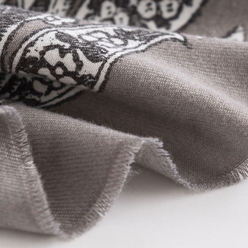 Chal con estampado étnico tibetano de flores y Buddha Stones para otoño e invierno, suave y cálido - image 8