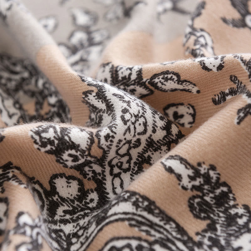 Chal con estampado étnico tibetano de flores y Buddha Stones para otoño e invierno, suave y cálido - image 5