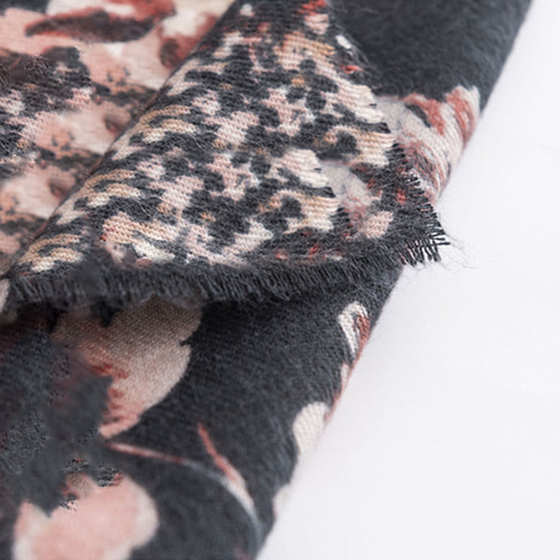 Chal con estampado de flores de crisantemo tibetano , Buddha Stones , rosa, otoño e invierno, suave y cálido - image 4