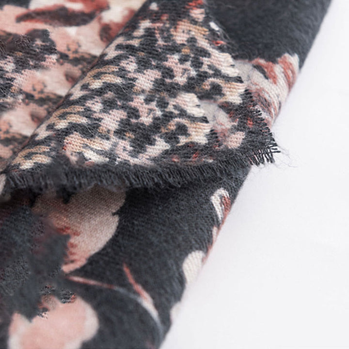 Chal con estampado de flores de crisantemo tibetano , Buddha Stones , rosa, otoño e invierno, suave y cálido - image 4