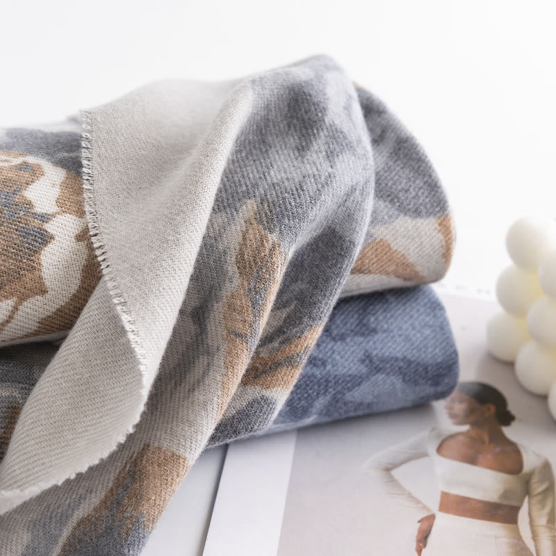 Chal tibetano con Buddha Stones , estampado étnico retro de rosas, bufanda cálida y acogedora para otoño e invierno