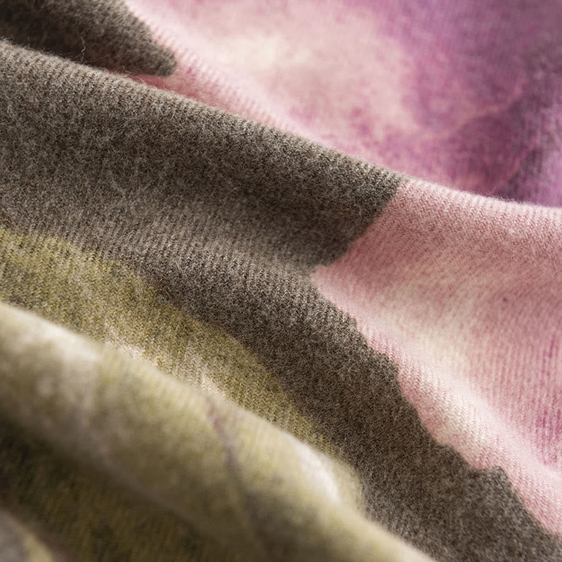 Chal tibetano con Buddha Stones , estilo artístico, estampado de hibisco sirio, bufanda cálida y acogedora para otoño e invierno - image 12