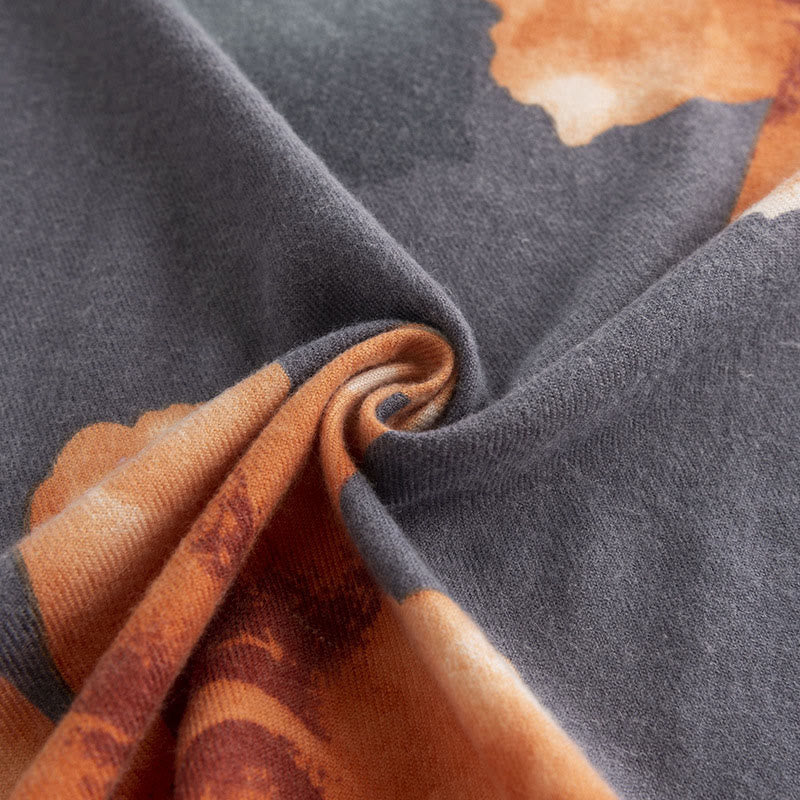 Chal tibetano con Buddha Stones , estilo artístico, estampado de hibisco sirio, bufanda cálida y acogedora para otoño e invierno - image 5