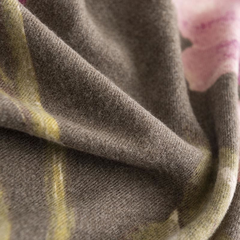 Chal tibetano con Buddha Stones , estilo artístico, estampado de hibisco sirio, bufanda cálida y acogedora para otoño e invierno - image 13