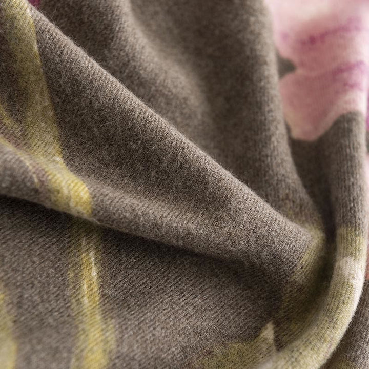 Chal tibetano con Buddha Stones , estilo artístico, estampado de hibisco sirio, bufanda cálida y acogedora para otoño e invierno - image 13