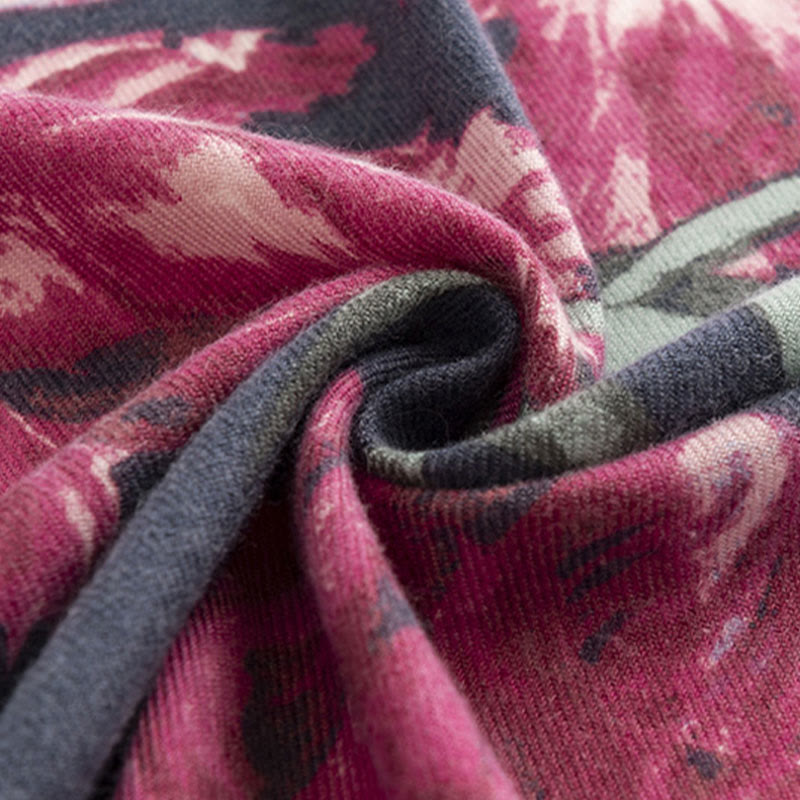 Chal tibetano con Buddha Stones , elegante estampado de flores, bufanda suave y cálida para otoño e invierno