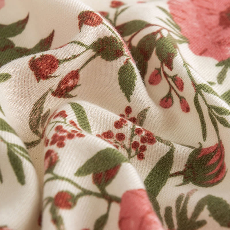 Chal tibetano con Buddha Stones, elegante, estilo dulce, estampado de hojas y flores grandes, suave y cálido para otoño e invierno - image 5