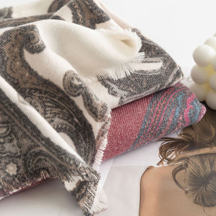 Chal con estampados de cachemira tibetano y Buddha Stones para otoño e invierno, suave y cálido - image 13