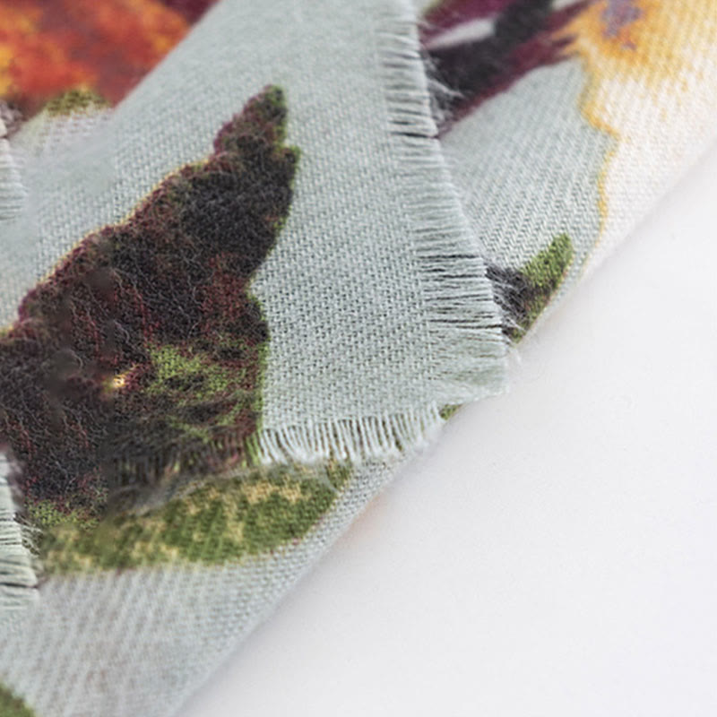 Chal con estampado de flores y mariposas coloridas tibetanas con Buddha Stones, bufanda suave y cálida para otoño e invierno - image 9