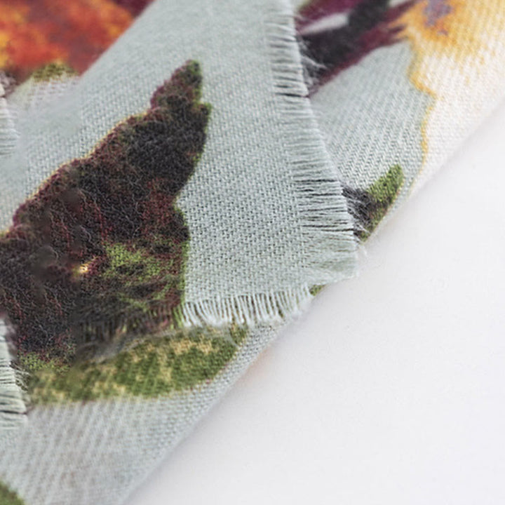 Chal con estampado de flores y mariposas coloridas tibetanas con Buddha Stones, bufanda suave y cálida para otoño e invierno - image 9