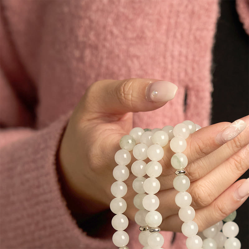 Pulsera de la suerte con 108 cuentas de mala de jade natural Tianshan y loto de Buddha Stones