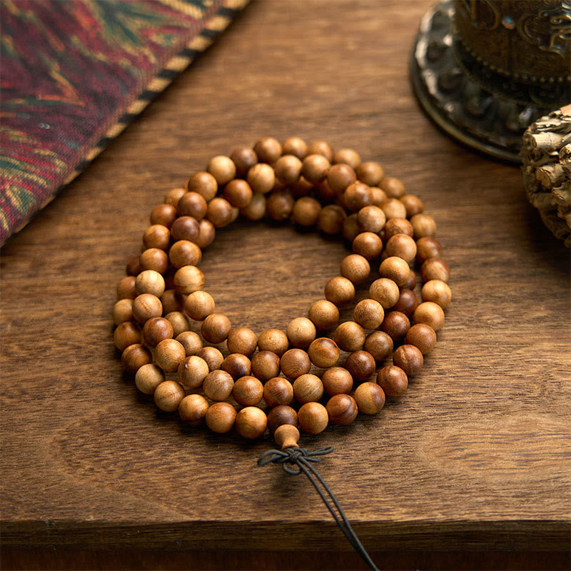 Pulsera de protección pulida a mano de madera de durazno con 108 cuentas de mala y Buddha Stones con efecto relámpago - image 5