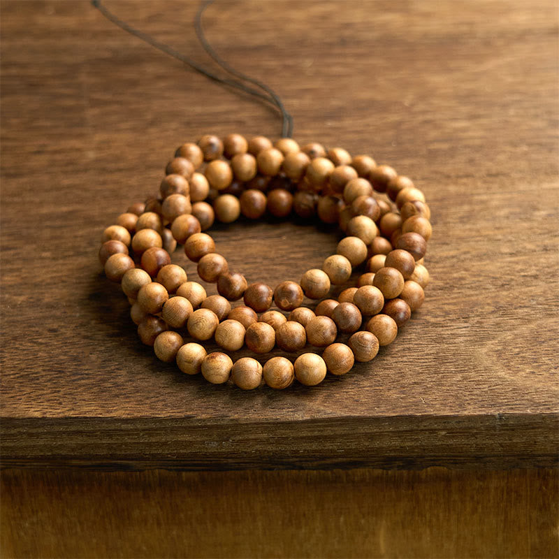 Pulsera de protección pulida a mano de madera de durazno con 108 cuentas de mala y Buddha Stones con efecto relámpago - image 6