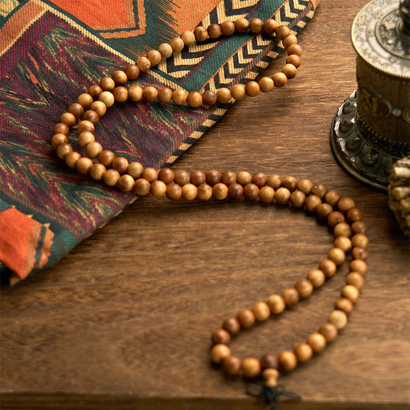 Pulsera de protección pulida a mano de madera de durazno con 108 cuentas de mala y Buddha Stones con efecto relámpago - image 4
