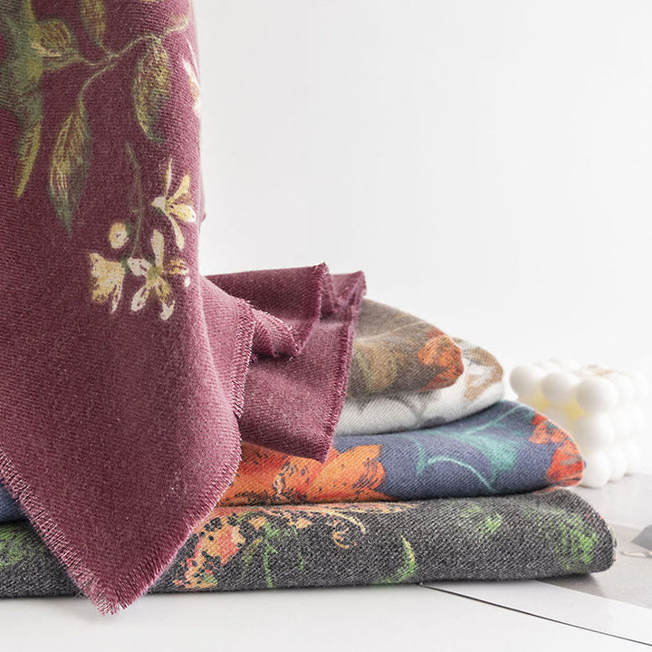 Chal con estampado de rosas multifloras tibetanas y Buddha Stones, bufanda cálida y acogedora para otoño e invierno - image 11