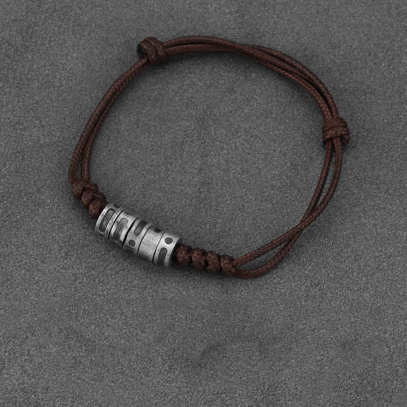 Pulsera de bendición con cordón de cera y código Morse de plata de ley 999 con Buddha Stones - Cuerda de cera marrón de plata esterlina 999 (circunferencia de la muñeca: 14-21 cm) - Código Morse: SUERTE - image 12