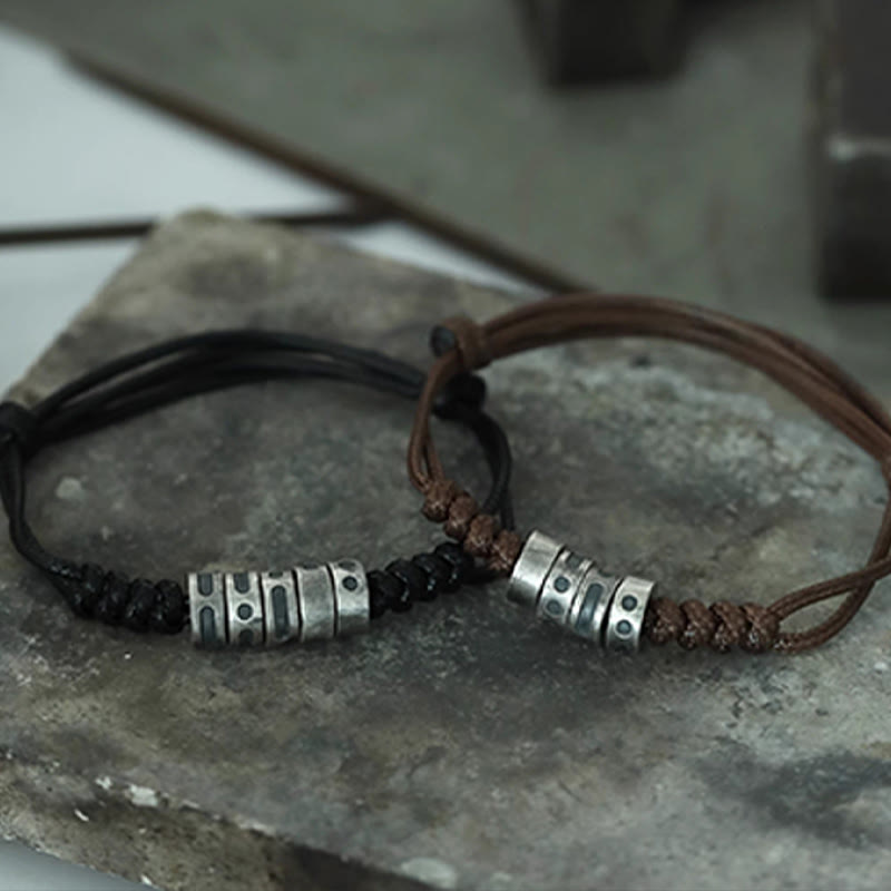 Pulsera de bendición con cordón de cera y código Morse de plata de ley 999 con Buddha Stones - image 20