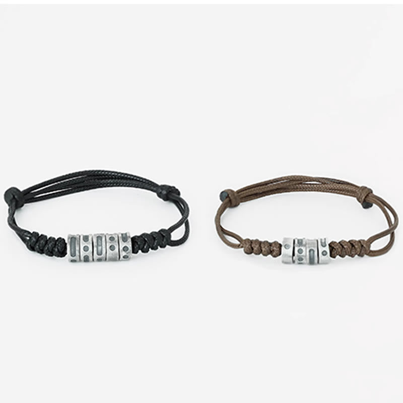 Pulsera de bendición con cordón de cera y código Morse de plata de ley 999 con Buddha Stones - image 13