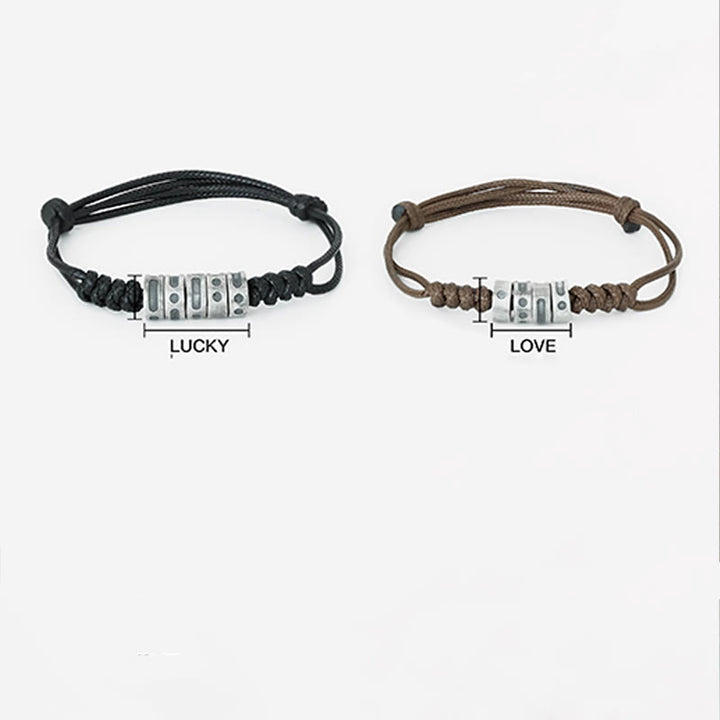 Pulsera de bendición con cordón de cera y código Morse de plata de ley 999 con Buddha Stones - image 4