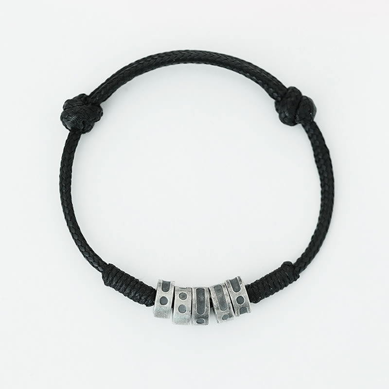 Pulsera de bendición con cordón de cera y código Morse de plata de ley 999 con Buddha Stones - image 3