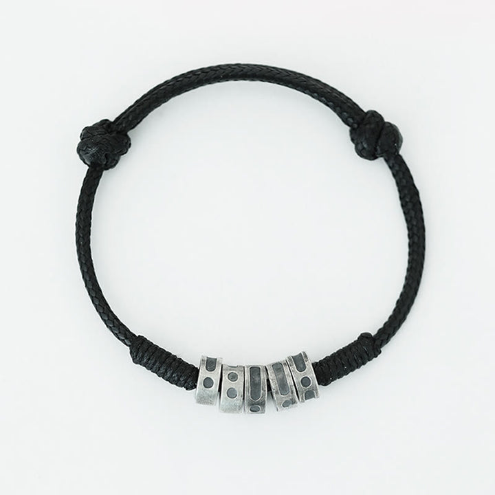 Pulsera de bendición con cordón de cera y código Morse de plata de ley 999 con Buddha Stones - image 3