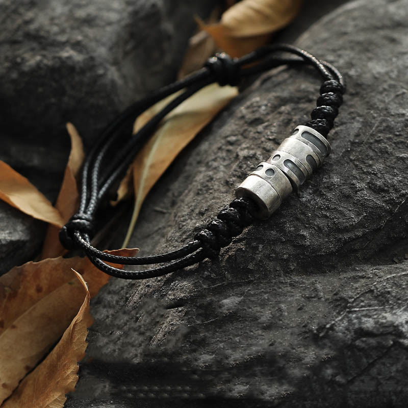 Pulsera de bendición con cordón de cera y código Morse de plata de ley 999 con Buddha Stones - image 2