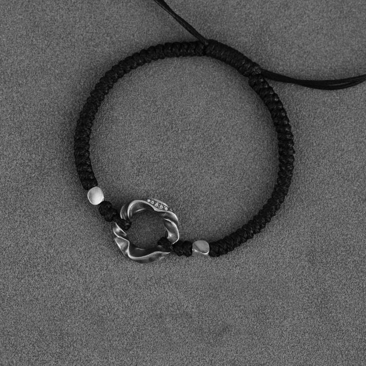 Pulsera de protección con cuerda de cera negra y hebilla de paz de plata de ley 999 con Buddha Stones - image 13