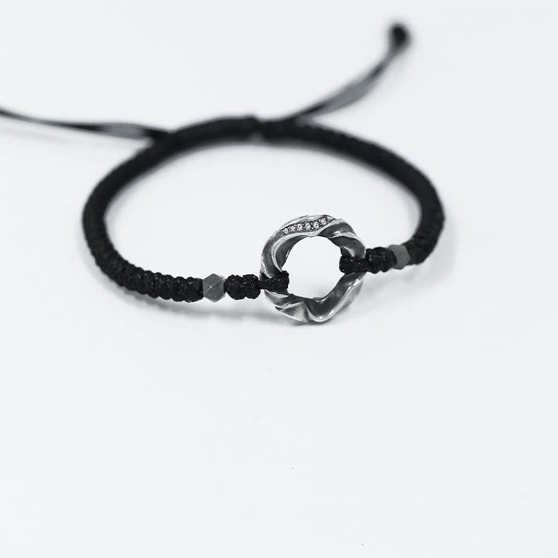 Pulsera de protección con cuerda de cera negra y hebilla de paz de plata de ley 999 con Buddha Stones - image 11