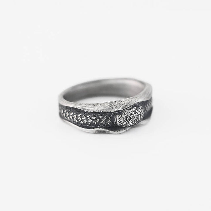 Anillo de protección del año de la serpiente en forma de serpiente de plata de ley 999 con Buddha Stones