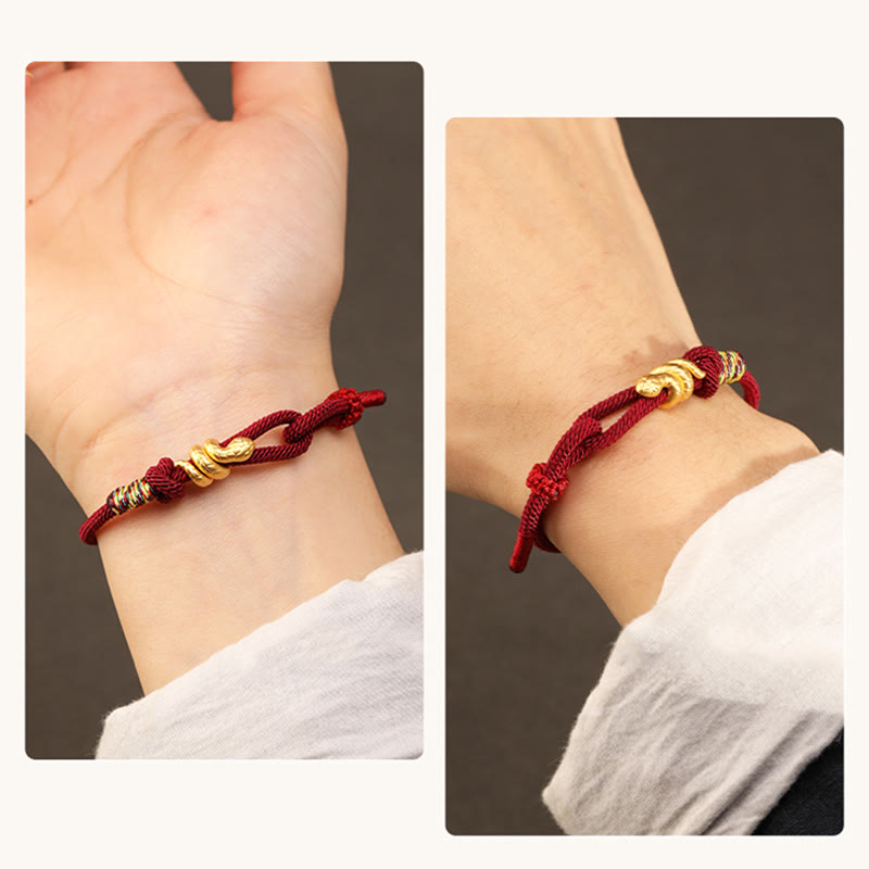 Pulsera trenzada de cuerda con diseño del año de la serpiente en oro 999 con Buddha Stones y protección de la suerte hecha a mano - image 7
