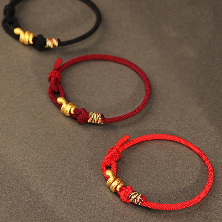 Pulsera trenzada de cuerda con diseño del año de la serpiente en oro 999 con Buddha Stones y protección de la suerte hecha a mano - image 21