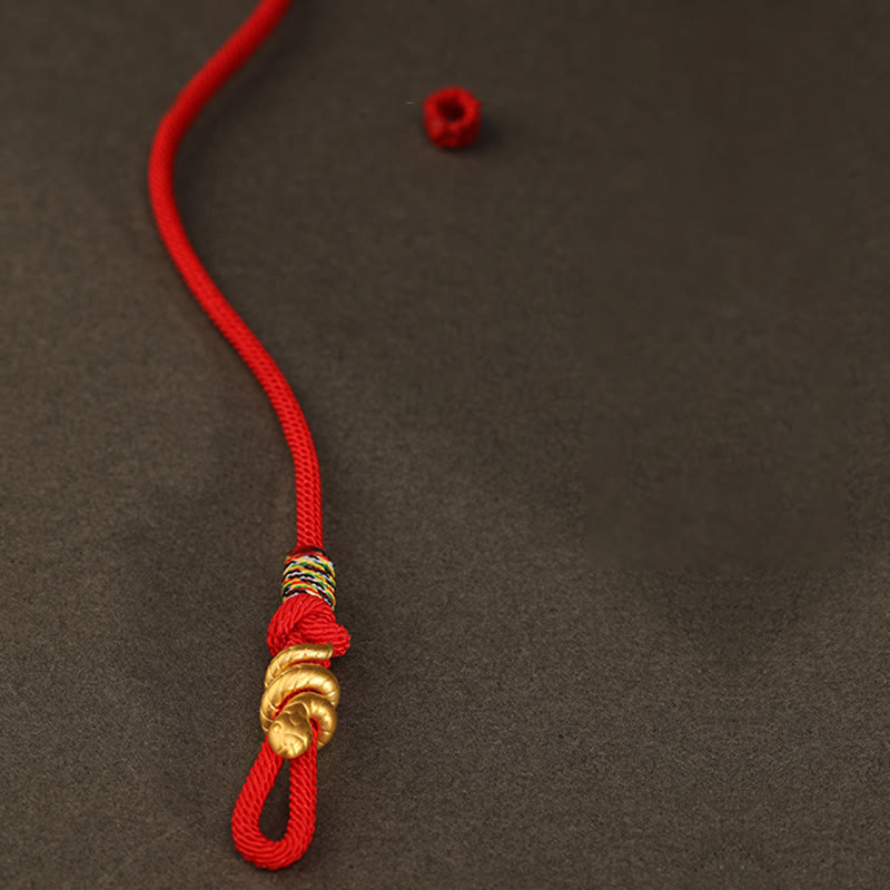 Pulsera trenzada de cuerda con diseño del año de la serpiente en oro 999 con Buddha Stones y protección de la suerte hecha a mano