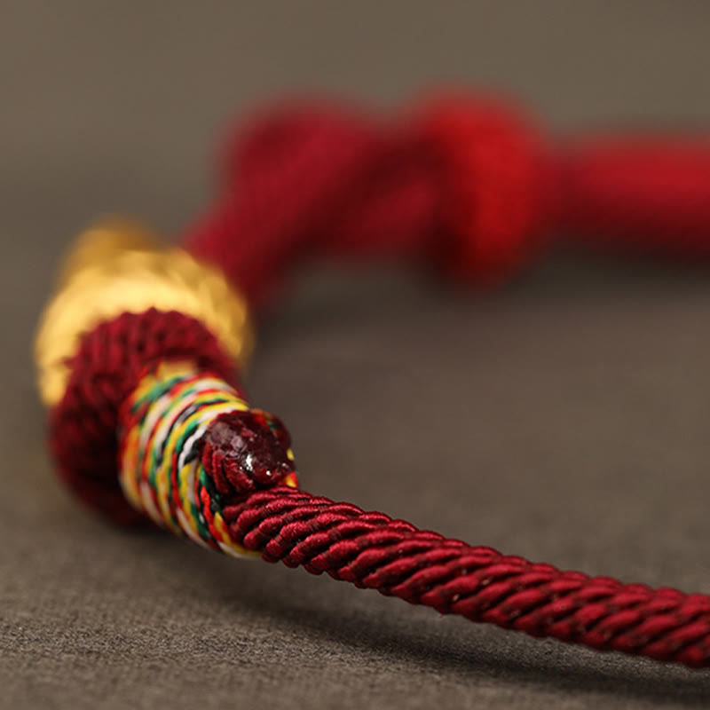 Pulsera trenzada de cuerda con diseño del año de la serpiente en oro 999 con Buddha Stones y protección de la suerte hecha a mano