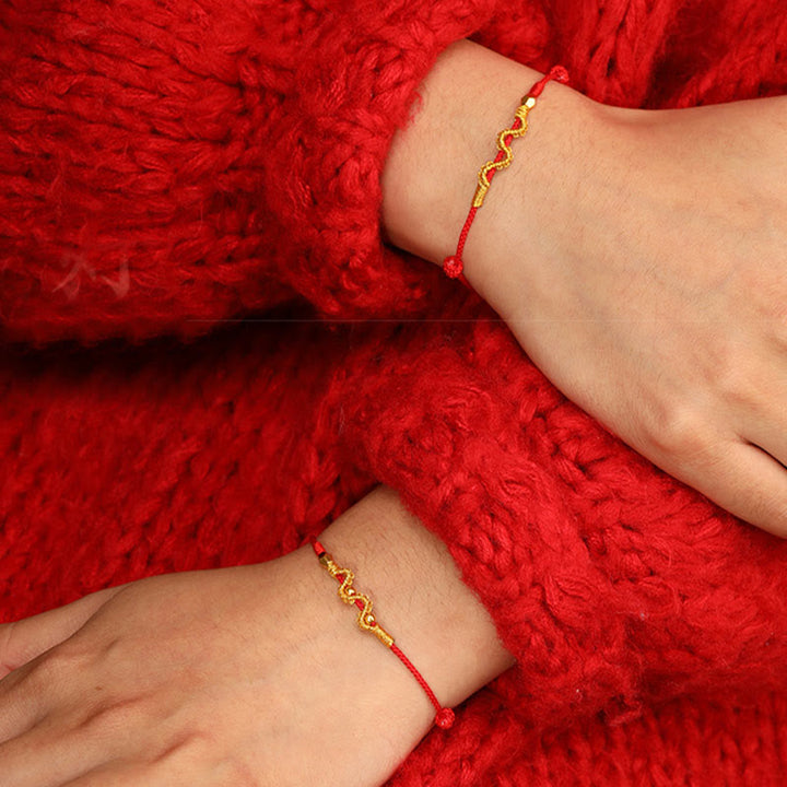 Pulsera trenzada para el tobillo con Buddha Stones en oro 999 y año de la serpiente, hecha a mano, con la fuerza y ​​la suerte - image 10