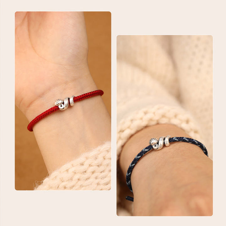 Pulsera trenzada de protección con monedas de cobre del año de la serpiente en plata de ley 999 con Buddha Stones - image 4