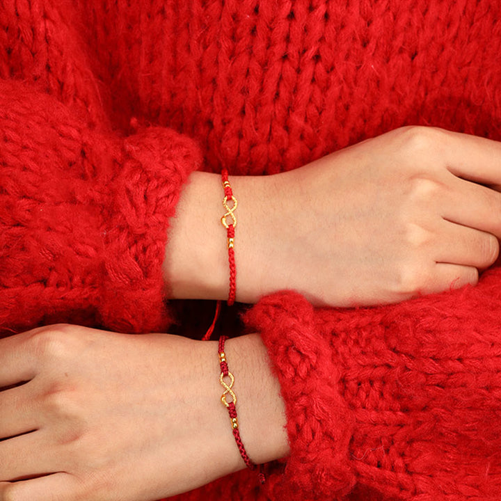 Pulsera de la suerte hecha a mano con nudo infinito eterno del año de la serpiente en oro 999 con Buddha Stones - image 16