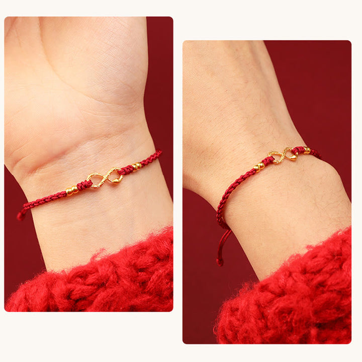 Pulsera de la suerte hecha a mano con nudo infinito eterno del año de la serpiente en oro 999 con Buddha Stones - image 15