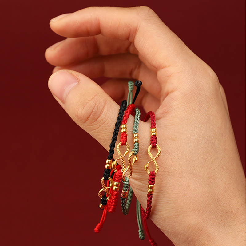 Pulsera de la suerte hecha a mano con nudo infinito eterno del año de la serpiente en oro 999 con Buddha Stones - image 11