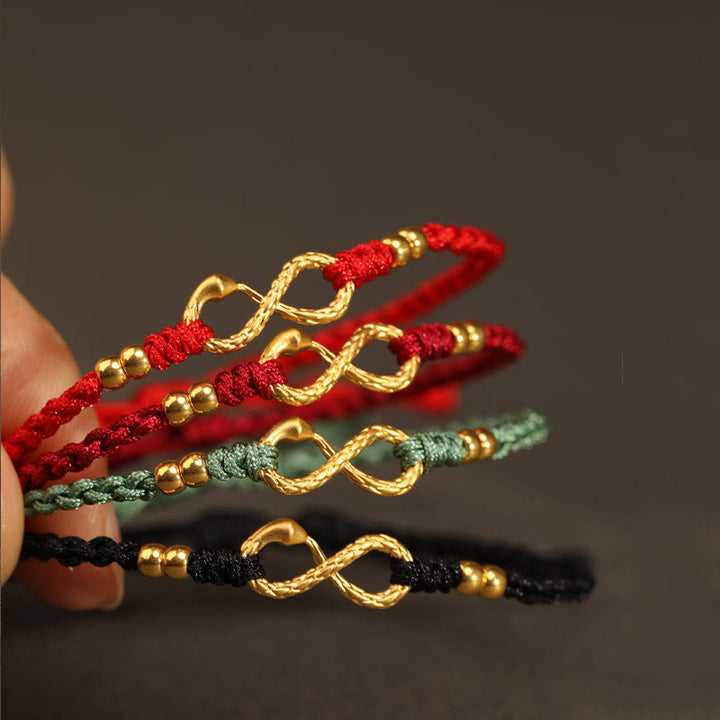 Pulsera de la suerte hecha a mano con nudo infinito eterno del año de la serpiente en oro 999 con Buddha Stones - image 10