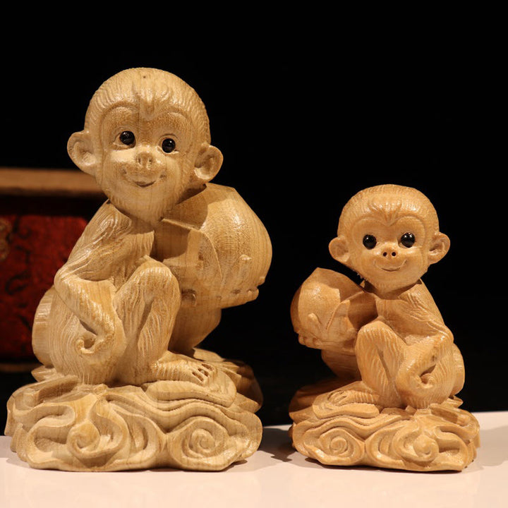 Estatua de madera de durazno con el símbolo Fu del zodiaco chino del año de la serpiente y Buddha Stones para decoración del hogar - image 26