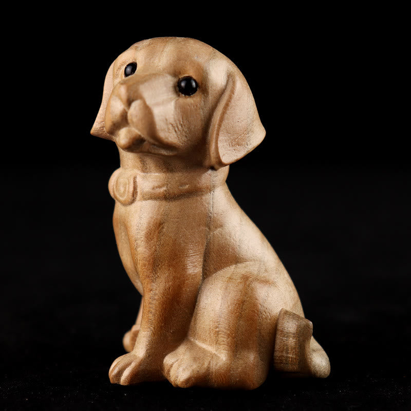 Estatua de madera de durazno con el símbolo Fu del zodiaco chino del año de la serpiente y Buddha Stones para decoración del hogar - Perro - Altura 11,5cm - image 29