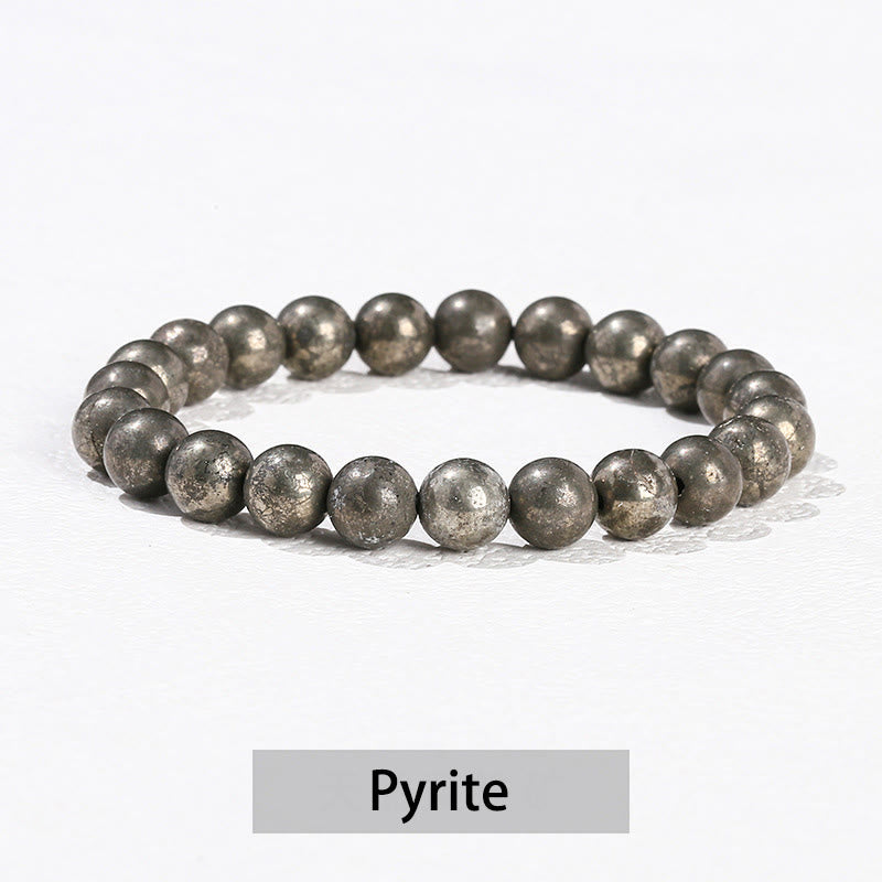Pulsera curativa de cuarzo rosa, amatista, aventurina verde y varias piedras de cristal de Buddha Stones - Pirita - 10 mm (circunferencia de la muñeca 14-16 cm) - image 39