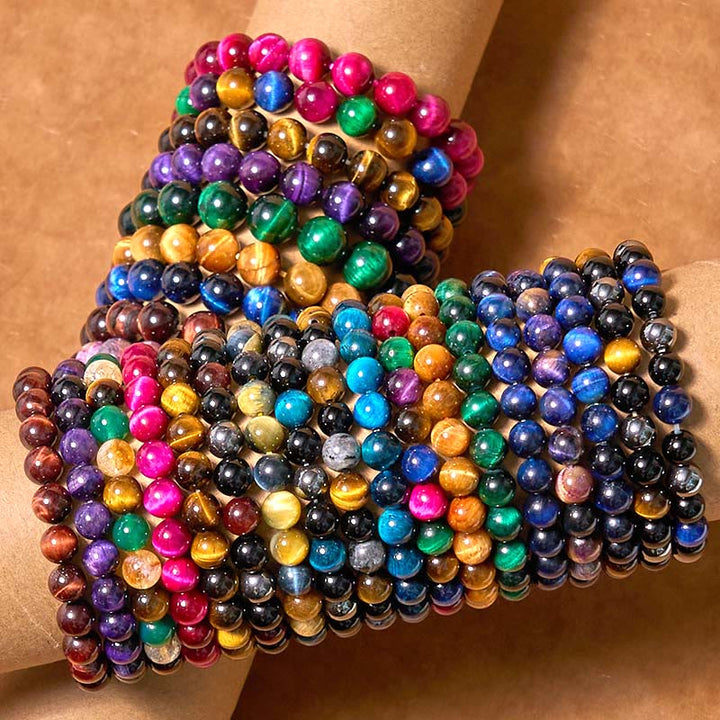 Pulsera de confianza con varias Buddha Stones y ojo de tigre